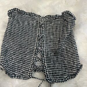 Express Black and White Checkered Top